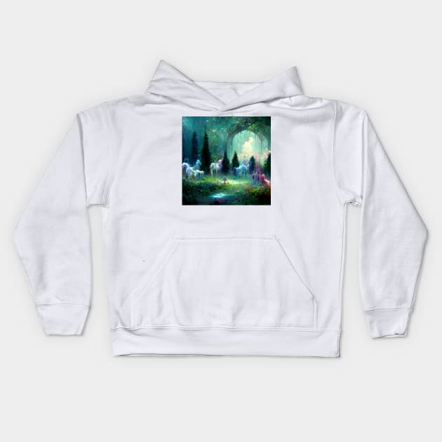 Fantasies In The Forest Kids Hoodie by AbstractArt14